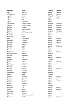 Cognome Nome Lingua1 Lingua2 Abet Giorgia Inglese Francese