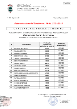 Graduatoria finale selezione OSS 2015