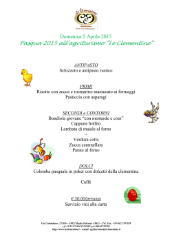 Men&ugrave; di Pasqua - Agriturismo Le Clementine