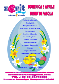 Menu Pasqua - Ristorante Zenit Ostia