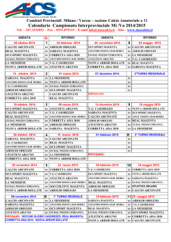 Calendario Campionato Interprovinciale Mi /Va