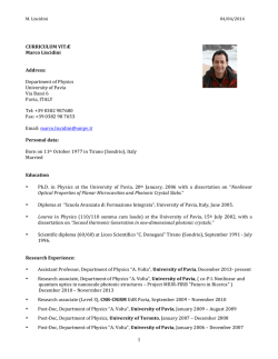 Department of Physics - Dipartimento di Fisica