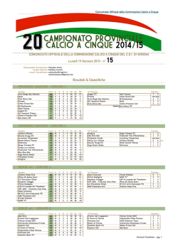 Comunicato 15 del 19/01/2015