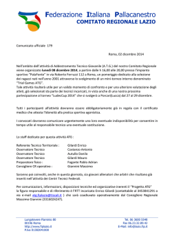Federazione Italiana Pallacanestro COMITATO REGIONALE LAZIO