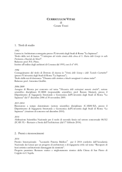 di Cesare Tocci 1. Titoli di studio 2. Premi e riconoscimenti