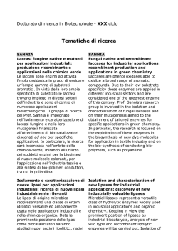 Tematiche di ricerca - Home | Biotecnologie Industriali