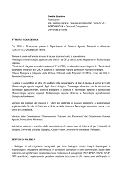 Davide Spadaro Ricercatore Dip. Scienze Agrarie