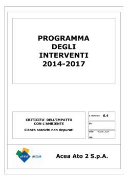 Acea Ato 2 SpA PROGRAMMA DEGLI INTERVENTI 2014-2017