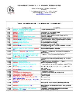 Circolare settimanale n. 19 - Liceo Scientifico Galeazzo Alessi