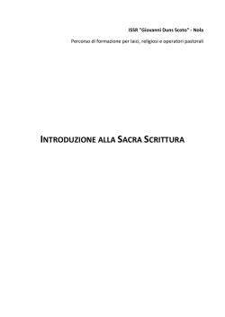 INTRODUZIONE ALLA SACRA SCRITTURA