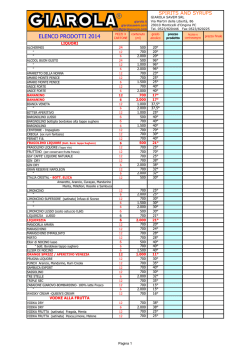 ELENCO PRODOTTI 2014