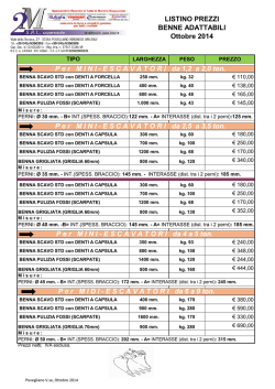 LISTINO PREZZI BENNE ADATTABILI Ottobre 2014 P e r