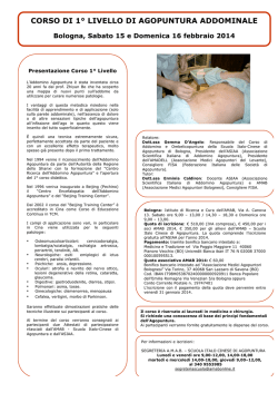 Scarica Programma Corso Addomino Agopuntura 1 Livello