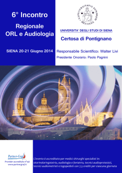 6&deg; Incontro Regionale ORL e Audiologia