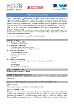 Informativa Piani Sanitari PERSEO SIRIO