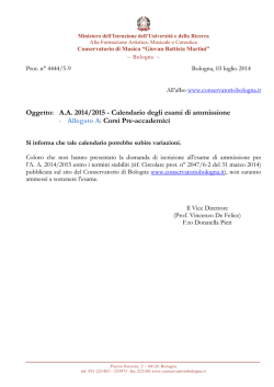 Calendario ammissioni preaccademico agg. al 2-7
