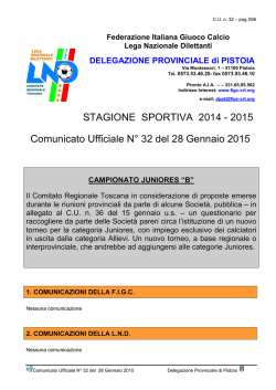 2015 Comunicato Ufficiale N&deg; 27 del 29 Dicembre 2014