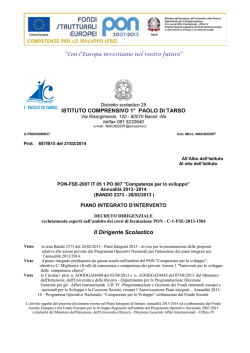 Decreto Graduatorie Esperti PON/FSE Obiettivo