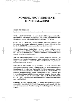 NOMINE, PROVVEDIMENTI E INFORMAZIONI