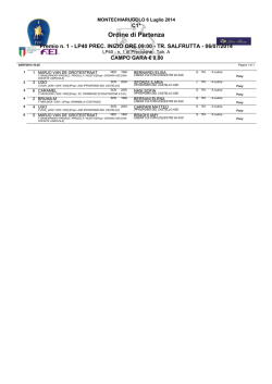 Ordine di Partenza - Ippodromo del Castello
