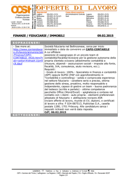 FINANZE / FIDUCIARIE / IMMOBILI 09.02.2015