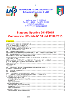 Comunicato Ufficiale N. 31