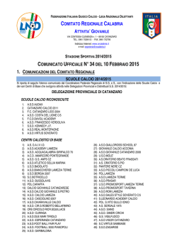 Comunicato Ufficiale n. 34 del 10 Febbraio 2015