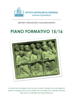 Piano formativo aziendale - &ldquo;Istituti Ospitalieri&rdquo; di Cremona