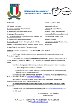convocazione aree 1 - Comitato Regionale Lombardo Rugby