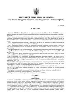 UNIVERSIT&Agrave; DEGLI STUDI DI GENOVA - Master MAWE