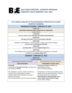 2014 VENICE MEETING - SCIENTIFIC PROGRAM FEBRUARY 12th