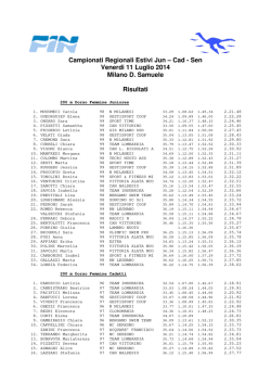 Campionati Regionali Estivi Jun &ndash; Cad - Sen Venerdi 11 Luglio