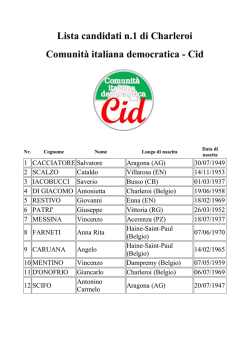 Lista candidati n.1 di Charleroi Comunit&agrave; italiana democratica