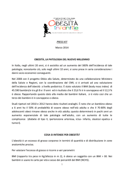Obesit&agrave; infantile: kit informativo