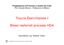 Bilanci materiali processo HDA - Davide Manca