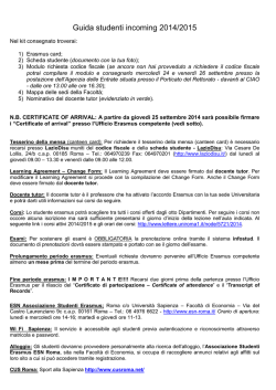 Guida studenti incoming 2014/2015 - Sapienza