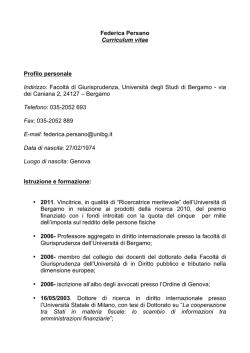 CV giugno 2014 - Universit&agrave; degli studi di Bergamo