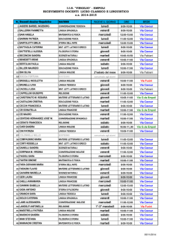 I.I.S. "VIRGILIO" - EMPOLI RICEVIMENTO DOCENTI LICEO