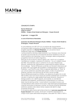 COMUNICATO STAMPA Rachel Whiteread Study for Room MAMbo