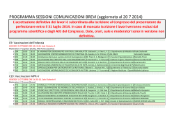 PROGRAMMA SESSIONI COMUNICAZIONI BREVI (aggiornata al