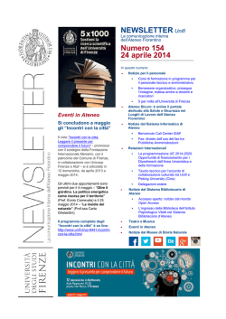 NEWSLETTER Unifi Numero 154 24 aprile 2014