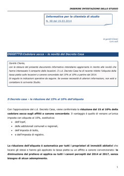 OGGETTO:Cedolare secca &ndash; le novit&agrave; del Decreto