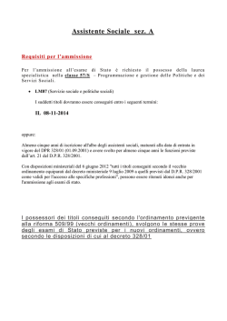 Assistente Sociale sez. A - Universit&agrave; degli Studi di Messina