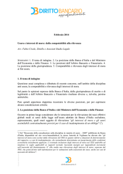 Civale F., Usura e interessi di mora: dalla