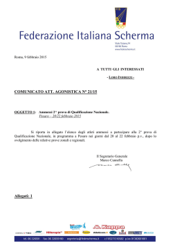 COMUNICATO ATT. AGONISTICA N&deg; 21/15 AGGIORNATO Allegati: 1