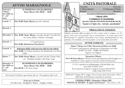 Avvisi Parrocchiali - Unit&agrave; Pastorale Breganze Maragnole