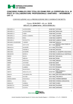 GIORNO 3.4.15 ORE 10.30 - Ospedale Niguarda C&agrave; Granda