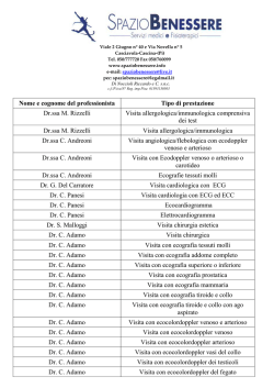 Nome e cognome del professionista Tipo di prestazione Dr.ssa M