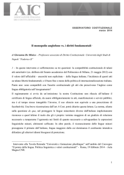 Il monopolio anglofono vs. i diritti fondamentali &lowast;