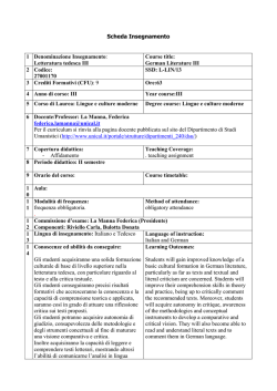 Letteratura tedesca III - Corso di Studi in Lingue